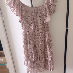 Pink Floral Ruffle Dress